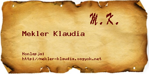 Mekler Klaudia névjegykártya
